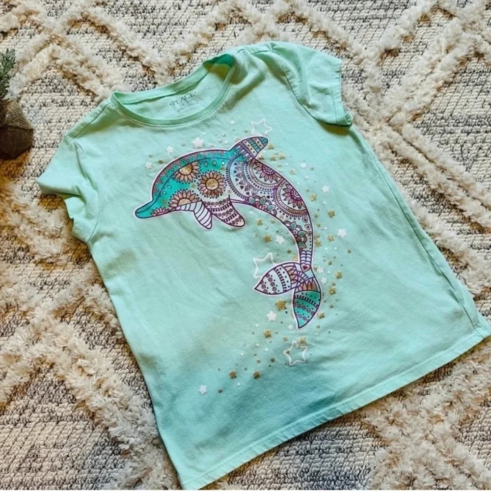 PLACE Girls Dolphin Tee Size Large 10/12